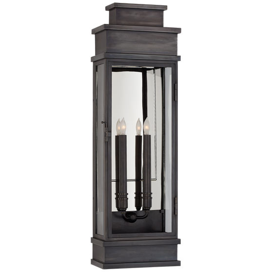 Linear Large Wall Lantern in Bronze with Clear Glass