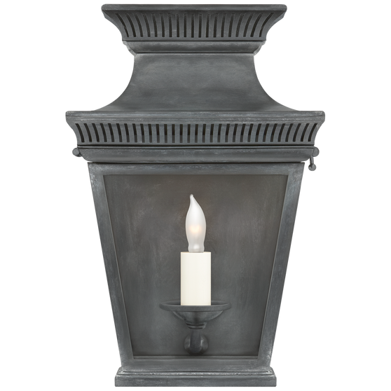 Elsinore Small 3/4 Wall Lantern in Weathered Zinc with Clear Glass