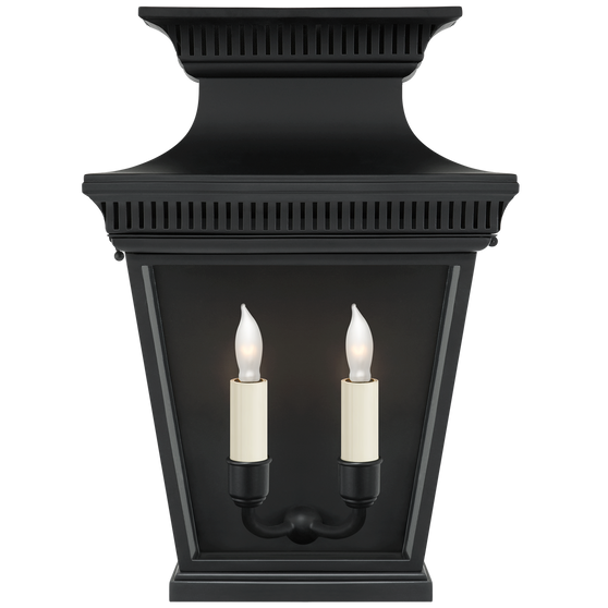 Elsinore Medium 3/4 Wall Lantern in Black with Clear Glass