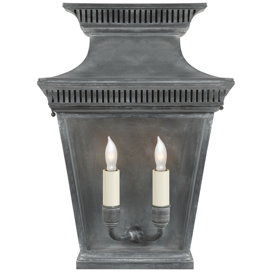 Elsinore Medium 3/4 Wall Lantern in Weathered Zinc with Clear Glass
