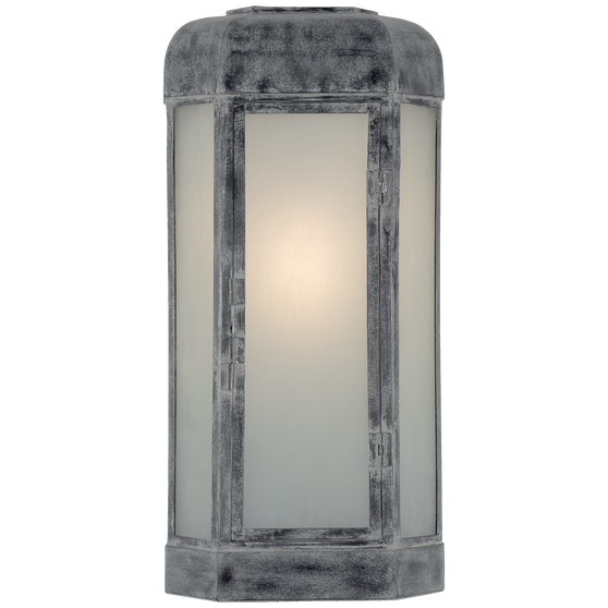 Dublin Large Faceted Sconce in Weathered Zinc with Frosted Glass