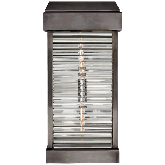 Dunmore Large Curved Glass Louver Sconce in Bronze with Clear Glass