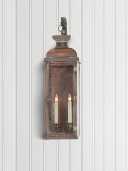 Suffork Tall Scroll Arm Lantern in Natural Copper