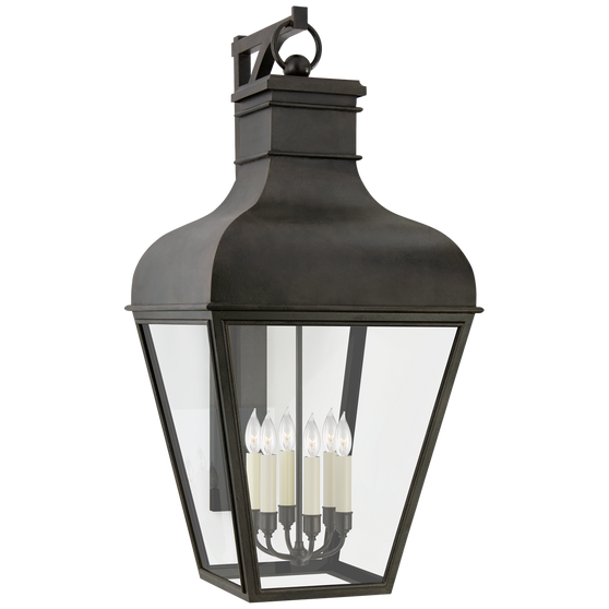 Fremont Grande Bracketed Wall Lantern in French Rust with Clear Glass