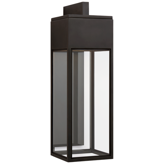 Irvine Large Bracketed Wall Lantern in Bronze with Clear Glass