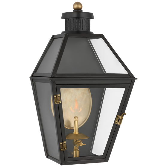 Stratford Small 3/4 Gas Wall Lantern in Matte Black with Clear Glass