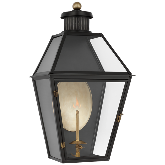 Stratford Medium 3/4 Gas Wall Lantern in Matte Black with Clear Glass
