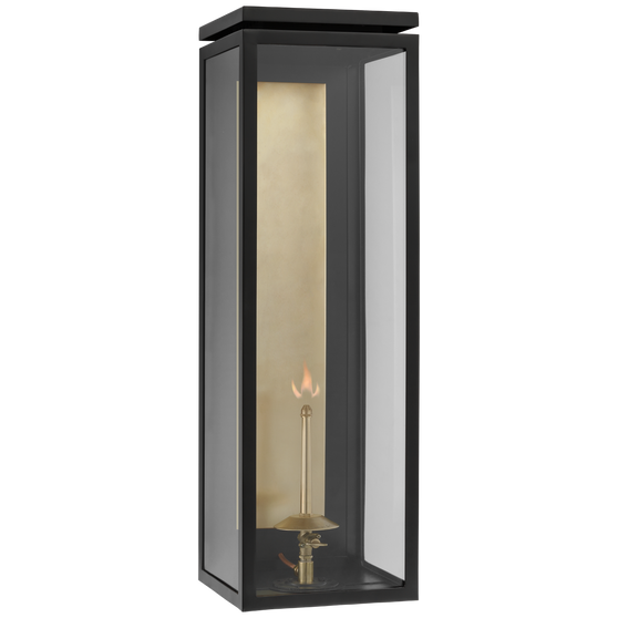 Fresno XL 3/4 Gas Wall Lantern in Matte Black with Clear Glass