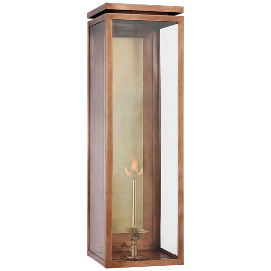 Fresno XL 3/4 Gas Wall Lantern in Soft Copper with Clear Glass