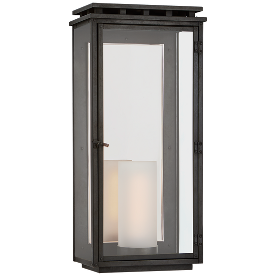Cheshire Large 3/4 Wall Lantern in Aged Iron with Clear Glass