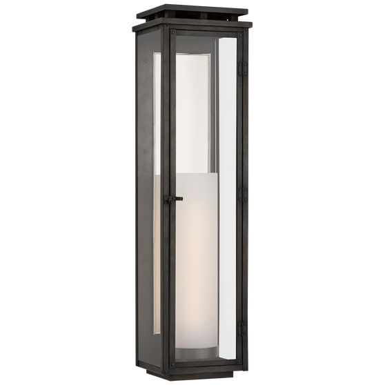 Cheshire Tall 3/4 Wall Lantern in Aged Iron with Clear Glass