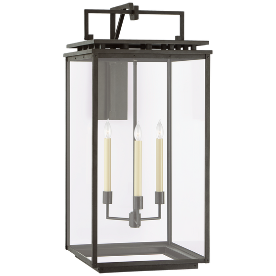 Cheshire Grande Bracketed Wall Lantern in Aged Iron with Clear Glass