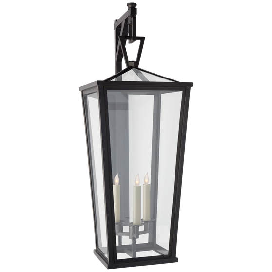Darlana Grande Tall Bracketed Wall Lantern in Bronze with Clear Glass
