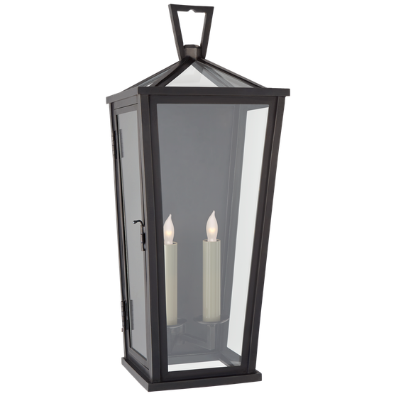 Darlana Medium Tall 3/4 Wall Lantern in Bronze with Clear Glass