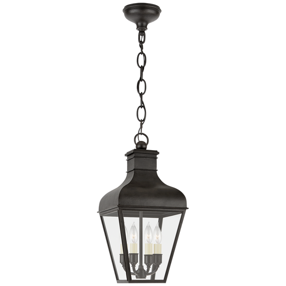 Fremont Small Hanging Lantern in French Rust with Clear Glass