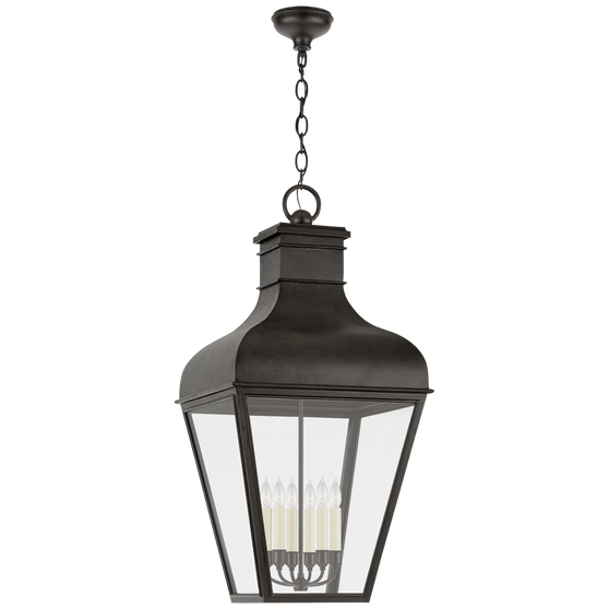 Fremont Grande Hanging Lantern in French Rust with Clear Glass