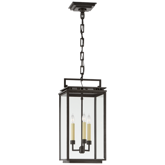 Cheshire Medium Hanging Lantern in Aged Iron with Clear Glass