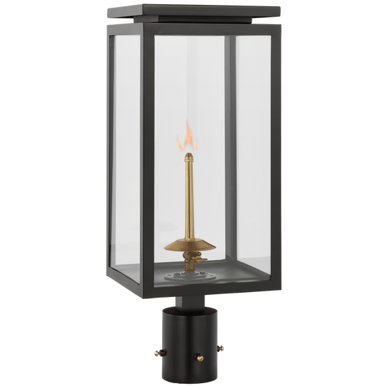 Fresno Medium Gas Post in Matte Black with Clear Glass