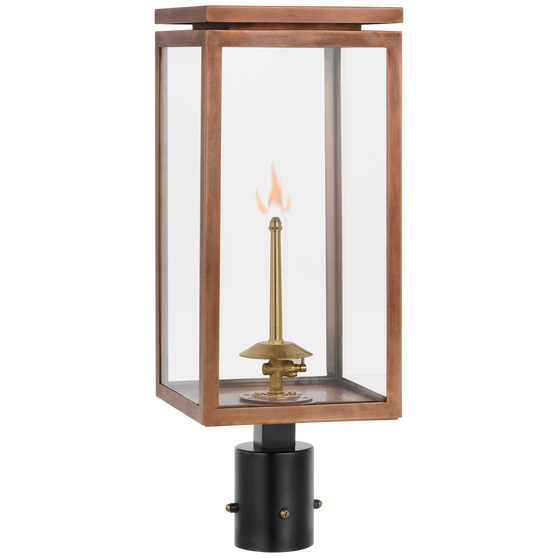 Fresno Medium Gas Post in Soft Copper with Clear Glass