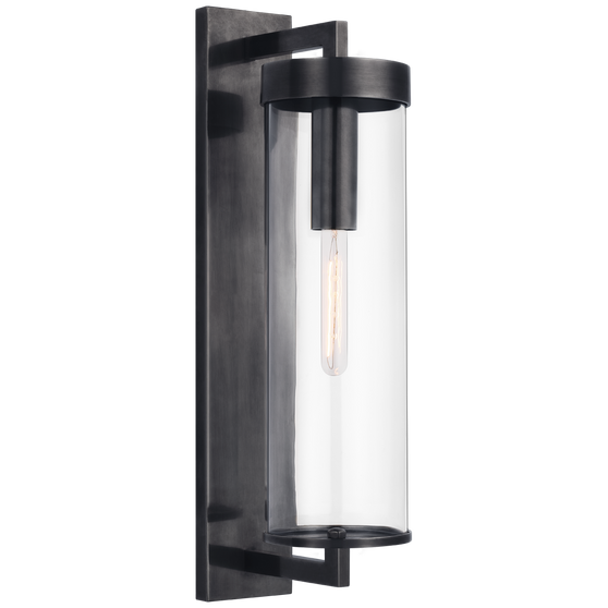 Liaison Large Bracketed Outdoor Wall Sconce in Bronze with Clear Glass