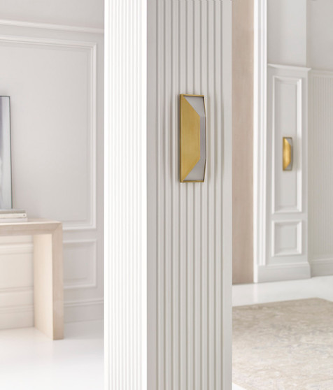 Stretto 16" Sconce in Antique-Burnished Brass with Frosted Glass