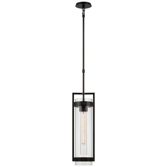 Kears Medium Hanging Lantern in Aged Iron with Clear Glass