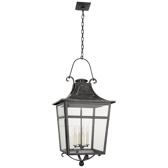 Carrington Large Lantern in French Rust with Clear Glass