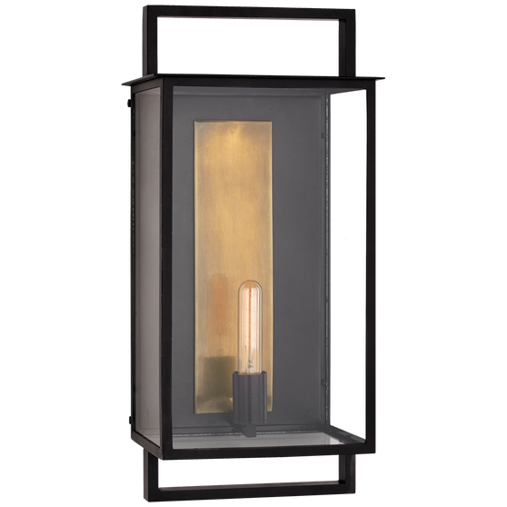 Halle Large Wall Lantern in Aged Iron and Clear Glass