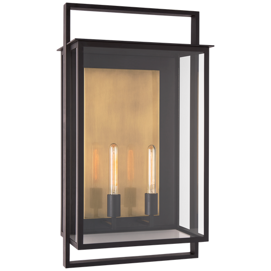 Halle Grande Wall Lantern in Aged Iron with Clear Glass