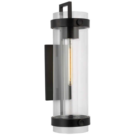 Kears Large Bracketed Wall Light in Aged Iron with Clear Glass