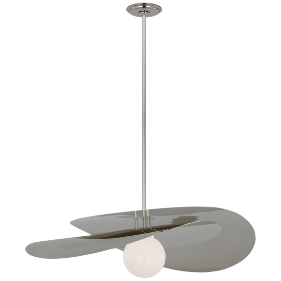 Mahalo 32" Tiered Pendant in Polished Nickel with White Glass