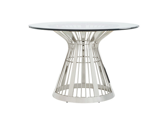 Riviera Stainless Dining Table With 48 Inch Glass Top