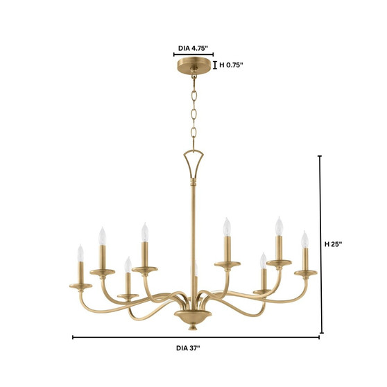 Maryse 9 Light Chandelier - Brass