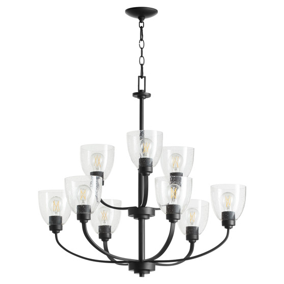Reyes 9 Light Clear Seeded Chandelier- Black