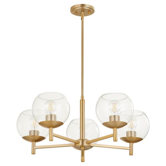 Lyon 5 Light Chandelier - Brass
