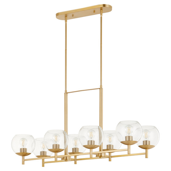 Lyon 8 Light Linear Chandelier- Brass