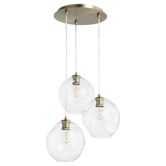 Numen 3 Light Pendant - Brass
