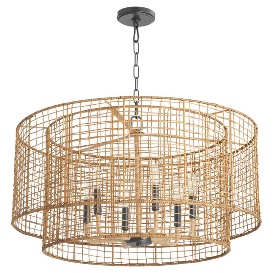 Abaca 6 Light Pendant - Black