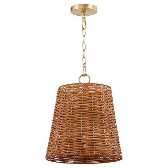 3 Light Wicker Pendant - Brass
