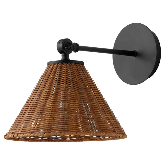 1 Light Small Wicker Wall Mount - Black