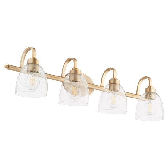 Reyes 4 Light Clear Seeded Vanity - Brass