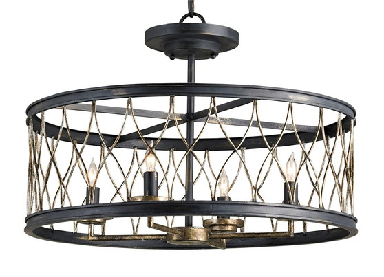 Crisscross Black Semi-Flush Mount