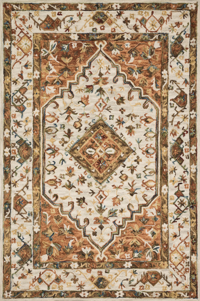 Loloi II Beatty Ivory  Rust 18 x 18 Sample Rug