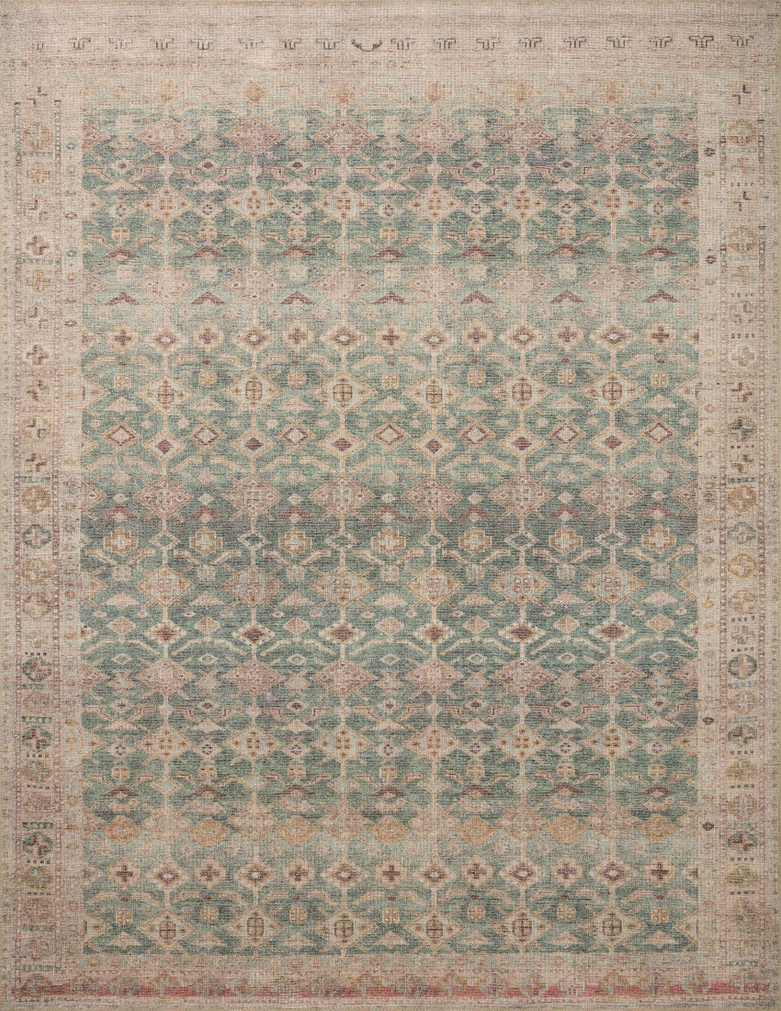 Angela Rose x Loloi Aubrey Aqua  Sand 18 x 18 Sample Rug
