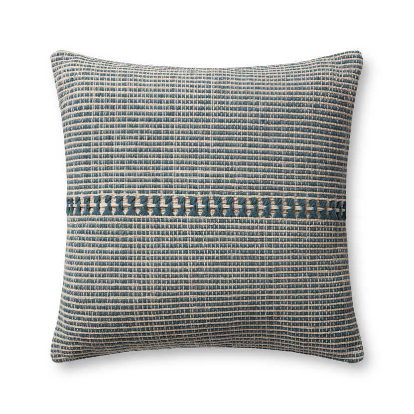 Chris Loves Julia x Loloi Harvey Blue  Natural 22 x 22 Cover wDown Pillow
