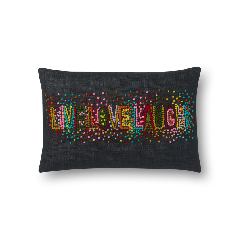 Loloi P0561 Black  Multi 13 x 21 Cover wDown Pillow