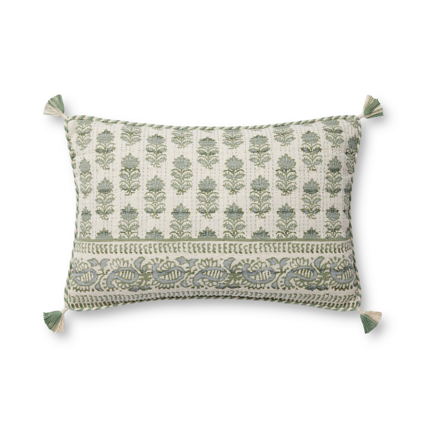 Loloi PLL0113 Sage  Ivory 13 x 21 Cover wDown Pillow