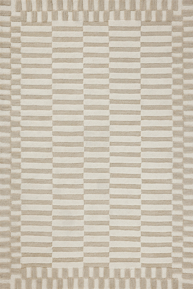 Chris Loves Julia x Loloi Bradley Ivory  Beige 18 x 18 Sample Rug