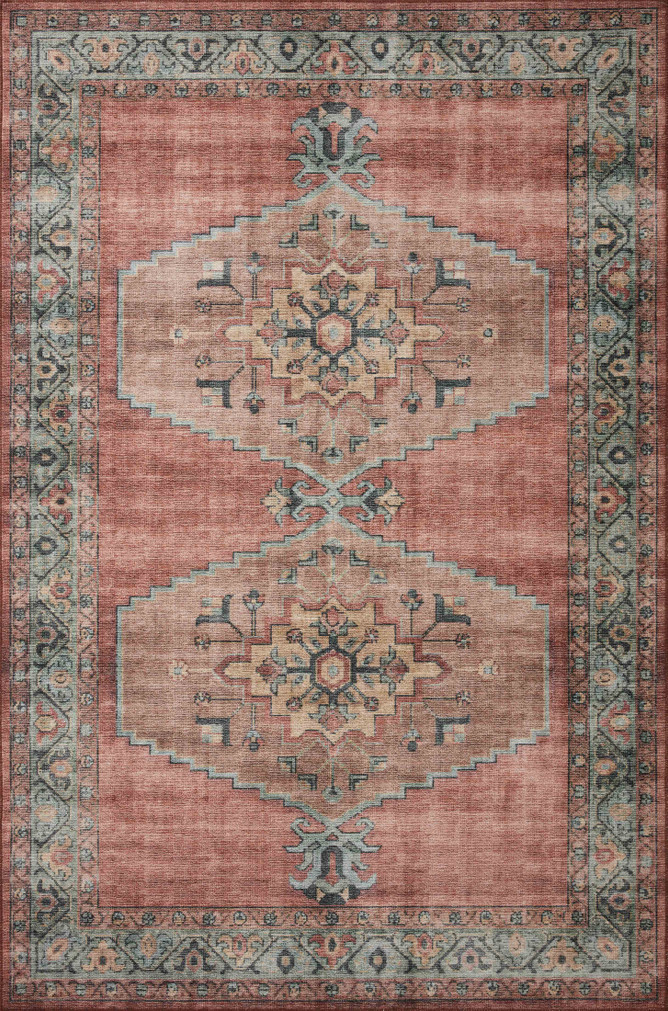 Loloi II Heidi Spice  Aqua 18 x 18 Sample Rug