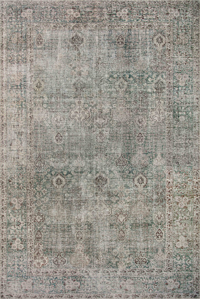 Chris Loves Julia x Loloi Jules Emerald  Antique Ivory 18 x 18 Sample Rug